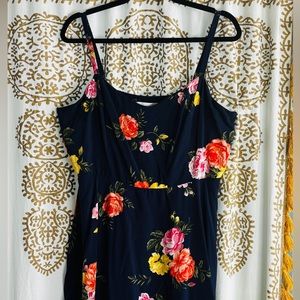 Navy with floral print fit & flare dress